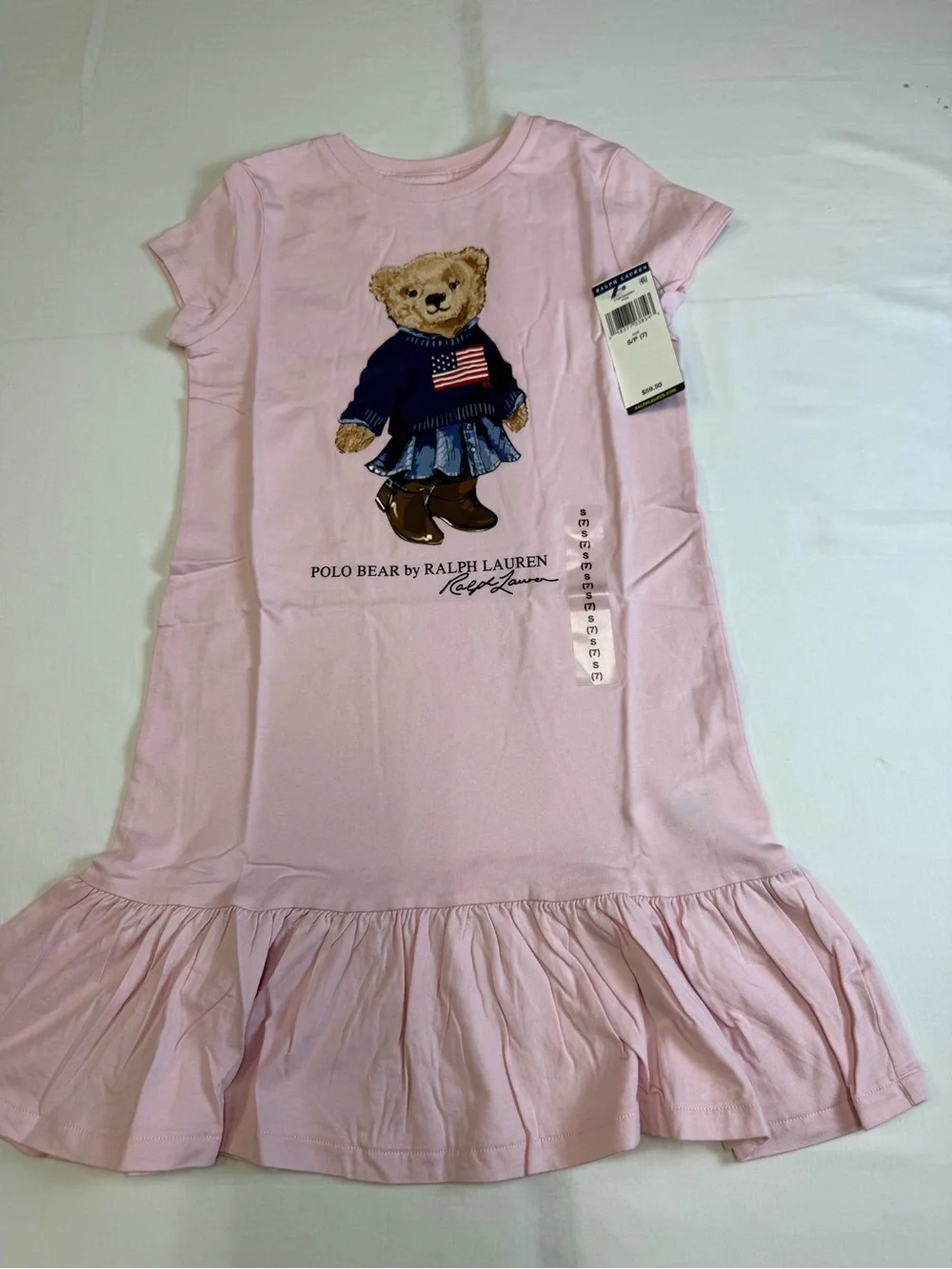 NWT GIRLS Polo Ralph Lauren Polo SZ Small 7 DRESS BEAR